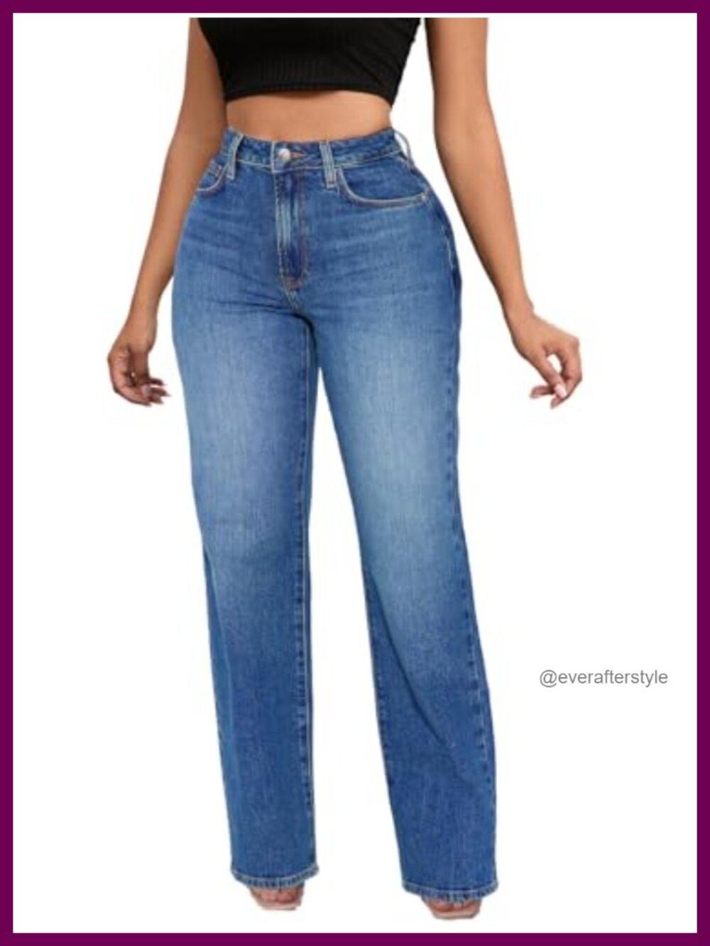 High Waist Wide Leg Baggy Denim Jeans Relaxed Fit Everyday